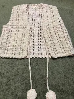 ピンク系 かぎ針編み ノースリーブベスト　ハンドメイド　80 90 95 100