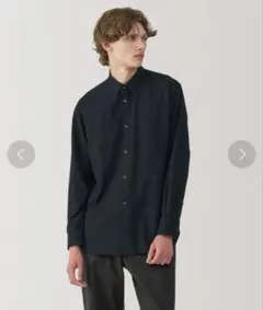 muji labo 起毛ツイルレギュラーカラーシャツ　ブラック　L