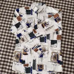 抽象模様 長袖シャツ ホワイト