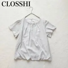 【クロッシー】半袖ブラウス（M）ライトグレー タック入り 綺麗め ループボタンのサムネイル