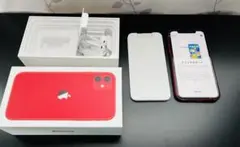 iPhone 11 レッド　SIMフリー　箱　イヤホン付き
