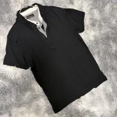ZARA MAN ザラ メン（L）ポロシャツ ストライプ 前立て襟 ブラックのサムネイル