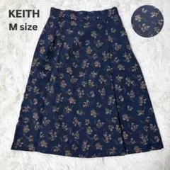 KEITH キース スカート M ネイビー 花柄 フレアスカート 上品 きれいめ