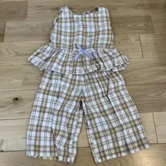 セットアップ　チェック柄ノースリーブトップス 100cm