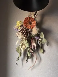 送料込み】秋色紫陽花とスモークツリー 約25cm ドライフラワースワッグ