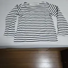 MUJI 白と紺のストライプ Tシャツ M
