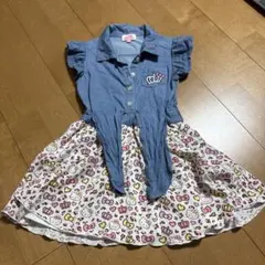 BABYDOLLデニムシャツ風のフリル袖ワンピース ハローキティデザイン