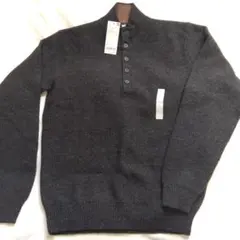 UNIQLO ボタン付きハイネックセーター L ダークグレー