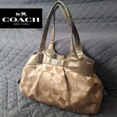 COACH コーチ シグネチャー ショルダーバッグ ハンドバッグ ベージュ