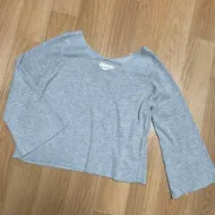 ベルスリーブカットソー 長袖 グレー M