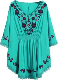 ASHERANGEL ターコイズ刺繍チュニック