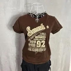 Tシャツ グランジ y2k ラインストーン 英字 ヒッピー