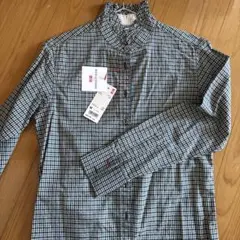 新品　ユニクロ イネス コラボ コットンフリルブラウス ブルー M 紗栄子さん