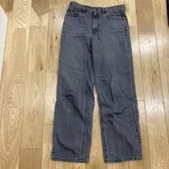 GU グレー ハイライズストレートデニムパンツ