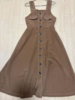 OLIVEdesOLIVE ブラウン ボタン付きコーデュロイワンピース