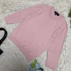 美品　ブルックスブラザーズ　七分袖ニット　薄手　ピンク　シルク　ナイロン　M