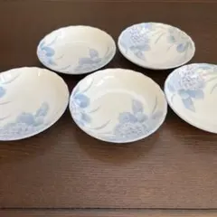 紫陽花花柄陶磁器皿5枚セット　光峰製