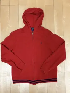美品Polo Ralph Lauren レッドフルジップニットパーカー 赤