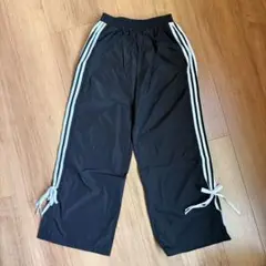 サイドリボン トラックパンツ ブラック サイドライン