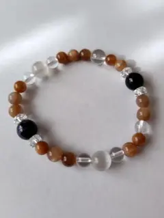 マイカサンストーン×水晶 天然石ブレスレット 16cm パワーストーン