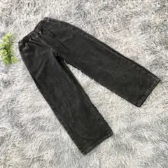 Dazy【M】ブラック 黒 ワイドパンツ ジーンズ デニム ゴムウエスト 綿