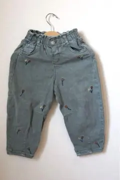 ZARA 刺繍入り パンツ 98cm カーキ