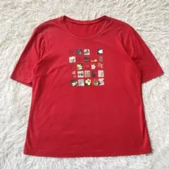 レリアン 半袖Tシャツ レッド マルチプリント カジュアル トップス 39のサムネイル