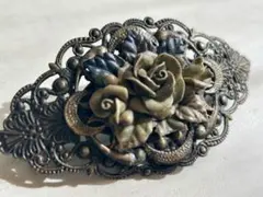 年代物 当時物 透かしレトロアンティーク お花vintageヘアバレッタ