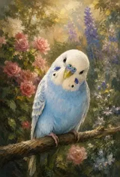 光の花園へ セキセイインコ インコ 鳥 水彩画風 D146 - メルカリ