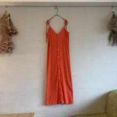 《美品》MACPHEE☆ライトトリコット キャミソールワンピース 朱色 日本製