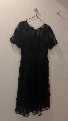 JILL STUART 花柄刺繍 レースワンピース ブラック S 美品