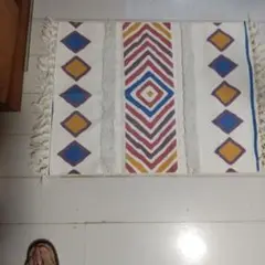 幾何学模様 コットンラグ 60x80cm