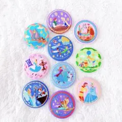 ディズニー　刺繍缶バッジ　第一弾　アナ雪　プーさん　アラジン　わんわん物語
