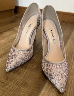 【美品】ダイアナ　パンプス　グリッター　チュール　21.5cm