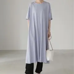 AMERICANHOLIC新品タグ付きライトスラブ半袖カットワンピース サックス