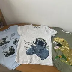 Ｈ＆Ｍ　半袖Tシャツ3枚セット　恐竜　スパンコール 140センチ