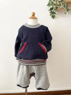 ハンドメイド　ネイビートレーナー＆グレーモンキーパンツ（90㎝）