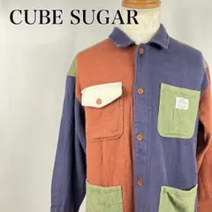 キューブシュガー　レギュラーカラー　ビッグシルエット　長袖ネルシャツ【3926】