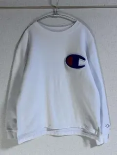 美品 Champion チャンピオン ホワイト クルーネック スウェット