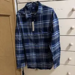 ユニクロ　フランネルチェックシャツ　ブルー