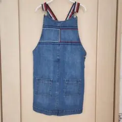 美品　トミーヒルフィガー　デニムジャンバースカート ストライプ肩紐　140　Ｌ