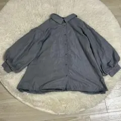 NICE CLAUP✨長袖シャツ グレー ボリューム袖 シンプル✨Fサイズ
