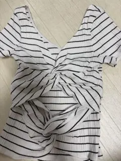 【新品】リップサービス ボーダー柄 ツイストデザイン 半袖Tシャツのサムネイル