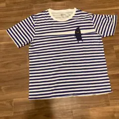 グラニフ Tシャツ 半袖 ホワイト ブルー M ボーダー ビューティフルシャドーのサムネイル