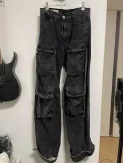 【ZARA】 UTILITY DENIM カーゴパンツ　ブラック / 36インチ