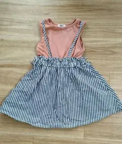 オレンジノースリーブストライプワンピース 90cm