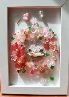 ❤️かわいいお花リース❤️シマエナガ❤️シーグラスアート❤️のサムネイル