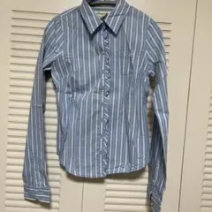 Abercrombie 青白ストライプ 長袖シャツ
