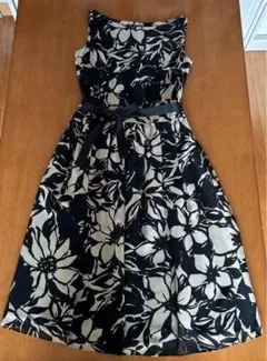 【美品】エムズグレーシー　花柄ノースリーブワンピース 40 ウエストリボン付
