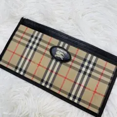 【良品】 バーバリー 長財布 ノバチェック レザー